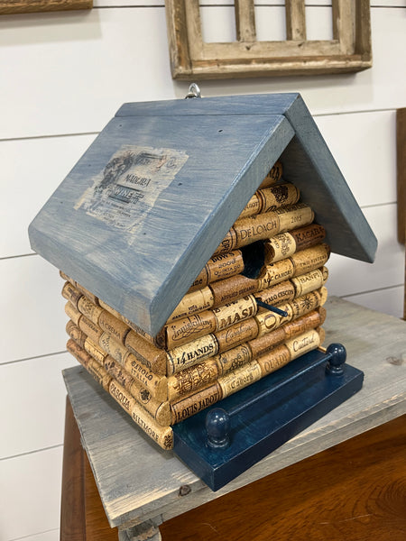 Blue Wine Cork Bird House