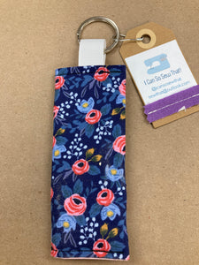 Lip Balm Keychain Pouch - Navy & Pink Flroal